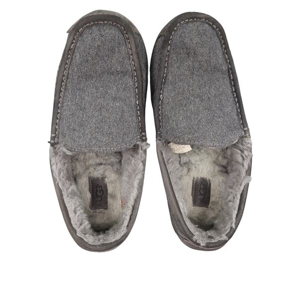 Ugg Shoes Mens 10 Ascot Slipper Wool Leather Loafer Rubber Sole Slip On Casual - Picture 6 of 12